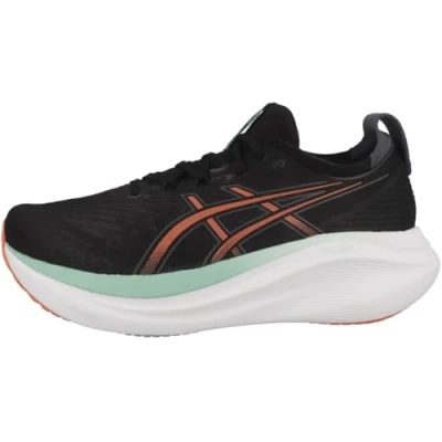Afbeelding van Asics Gelnimbus Hardloopschoenen voor op de weg, Heren, Maat: 40, Black coral reef Textiel/ synthetisch