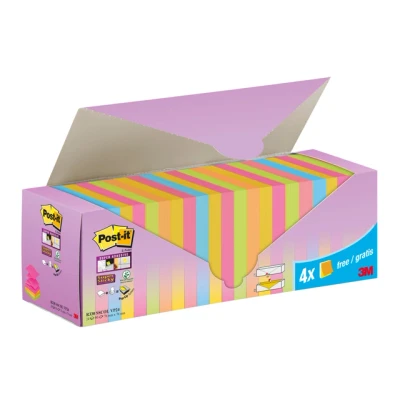 Afbeelding van Post it Super Sticky Z notes Assorti, 90 Vel, Ft 76 X Mm, 20 + 4 Gratis Memoblok