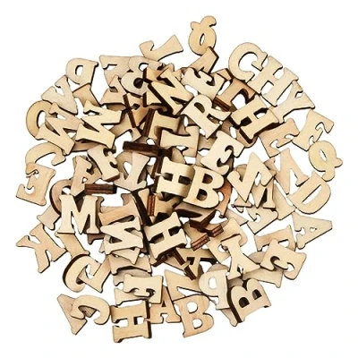 Afbeelding van Wisebom 200 stuks houten hoofdletters, mini letters voor huisdecoratie vroege kinderopleiding, scrabble letters, letterset doe het zelf kunsthandwerk, bruiloftsfeest, feest