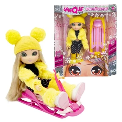 Afbeelding van UNIQUE Eyes, 25 cm grote pop Amy, met hun blik die je uit de ogen volgt, winterkleding en accessoires, speelgoed voor kinderen vanaf 3 jaar, MYM171