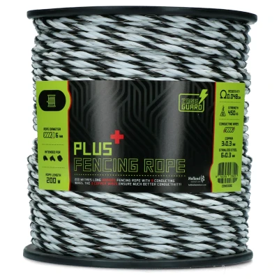 Afbeelding van ZoneGuard 6 mm Plus afrasteringskoord Zwart Wit 200 m