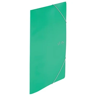 Afbeelding van VON Leitz hoekmap A4, PP kunststof, voor 150 vellen, 3 kleppen, map met elastische band, moderne print, lichtgewicht school en thuis, 5 stuks, groen, 30070055