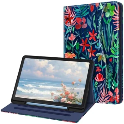 Afbeelding van Fintie Case voor Samsung Galaxy Tab S6 Lite 10.4 Inch Tablet 2020 Release Model SM P610 (Wi Fi) P615 (LTE) Multi Angle View Folio Stand Cover met Pocket, Jungle Night
