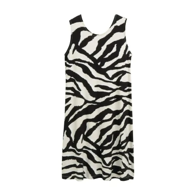Afbeelding van TOM Tailor MIT RÜCKENDETAIL Jerseyjurk, Dames, Maat: 36, Abstract beige zebra