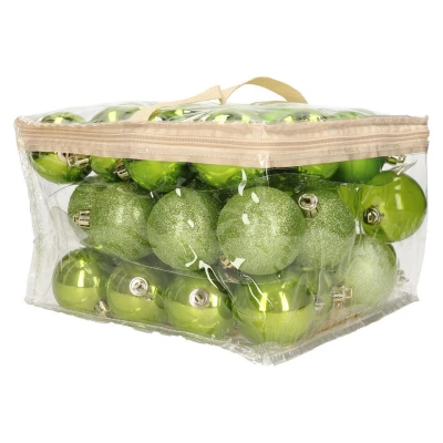 Afbeelding van Cosy &amp; Trendy Kerstballen 48st appelgroen in opbergtas 6 cm