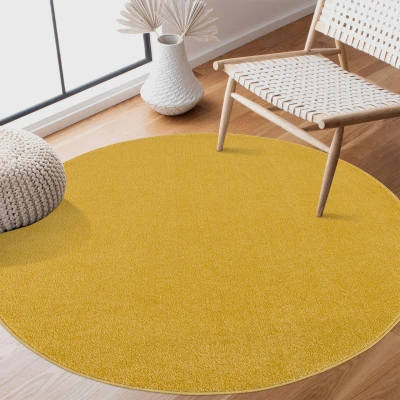 Afbeelding van Uni Effen Laagpolig Vloerkleed Modern Geel 80 cm rond
