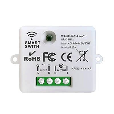 Afbeelding van DieseRC Mini draadloze wifi schakelaar, 2500W 10A RF relais afstandsbediening ontvanger, slimme bediening via telefoon Tuya app, compatibel met Alexa/Google Home