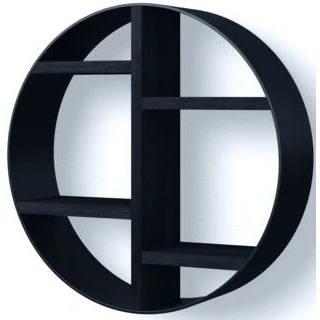 Afbeelding van Looox wooden box round 50cm black mat zwart wbr500blmz