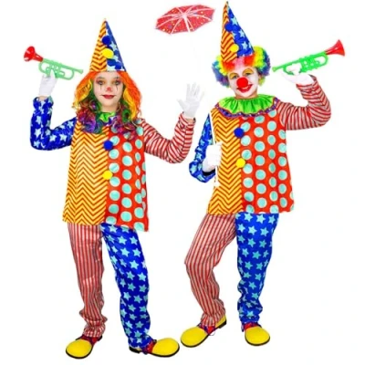 Afbeelding van Widmann Clown &amp; Nar Kostuum Ben De Vrolijkste Kind Multicolor Maat 140 Carnavalskleding Verkleedkleding