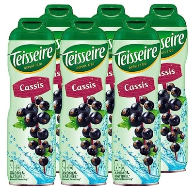 Afbeelding van Teisseire Cassis/zwarte bessenstroop, 600 ml, siroop die net zo smaakt als de vrucht (verpakking van 6 stuks)
