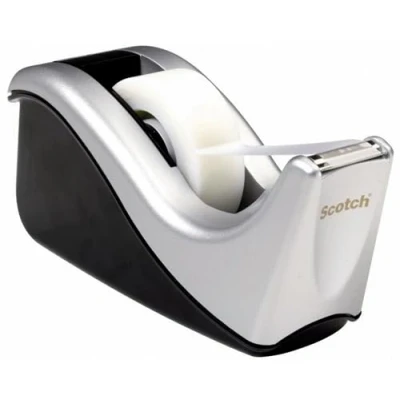 Afbeelding van Value Desktop Tape Dispenser, verbonden 1&quot; core, zwart/zilver