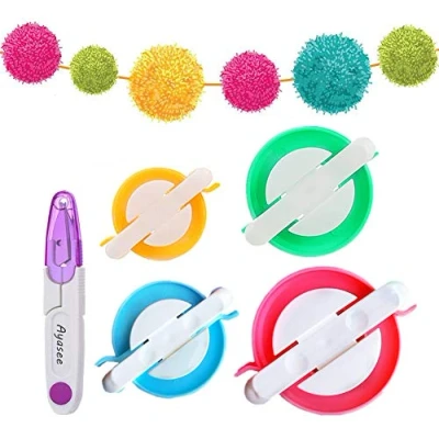 Afbeelding van Pompom Maker, 4 maten pompons Makers voor Pluisbal Wever Naald Craft DIY Wollen Breien Tool Set Decoratie +1PS Schaar (5)