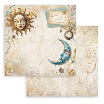 Afbeelding van Stamperia Scrapbook Sheets for Scrapbooks, Albums, Card Making, Bullet Journals and More, Acid Free, Double Sided, Perfect Crafts Gifting (Masquerade, Sun Moon) (30.5 x 30.5cm)
