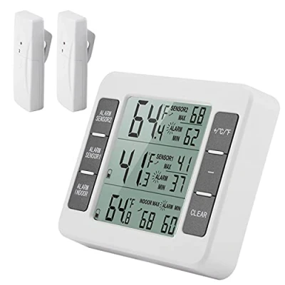 Afbeelding van TOPINCN Koelkast Thermometer Diepvriezer Draadloze Digitaal Hoorbaar Alarm Met Sensor Min/Max Display