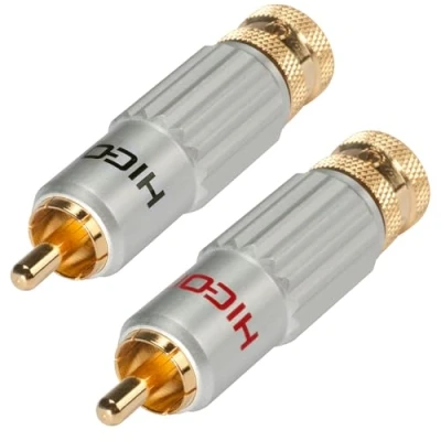 Afbeelding van HICON CM13 RCA plug set van 2 met persclip vergrendeling Phono HI BLK/RED