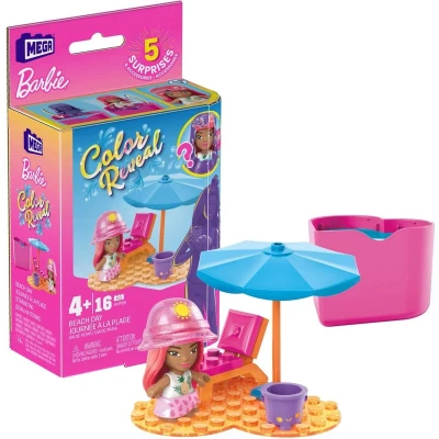 Afbeelding van Barbie Color Reveal Beach Mega Bloks Bouwstenen set met pop