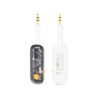 Afbeelding van Bluetooth 5.3 Transmitter ontvanger adapter, 2 in 1 Aux zender, ontvanger, jack 3,5, aptX LL &amp; HD, draadloze audio voor stereo installatie, vliegtuig, auto, gym