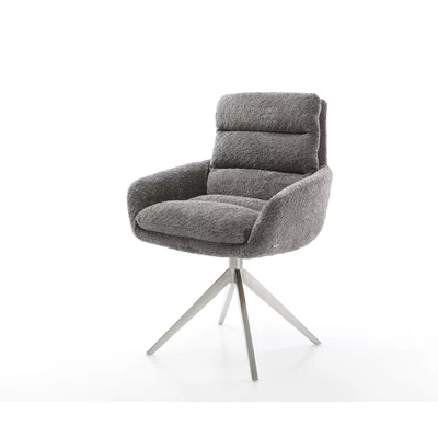 Afbeelding van Draaistoel Abelia Flex met armleuning kruisframe breed roestvrij staal bouclé grijs 360