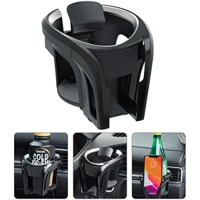 Afbeelding van Auto bekerhouder Mount, 2 in 1 verstelbare Smart Phone Mount Bracket Stand Cradle Car Air Vent Cuphouder voor warme dranken compatibel met de meeste voertuigen (zilver &amp; zwart)