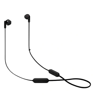 Afbeelding van JBL Tune 215 Draadloze Bluetooth in ear hoofdtelefoon met microfoon 3 knoppen en afstandsbediening platte kabel, maat S, zwart