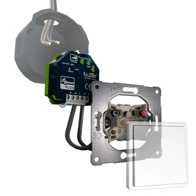 Afbeelding van PEHA led tastdimmer Z Wave 0 250W, inbouw, kleine inbouwdiepte, 2 draads en 3 draads, ECO DIM.10 + pulsdrukker