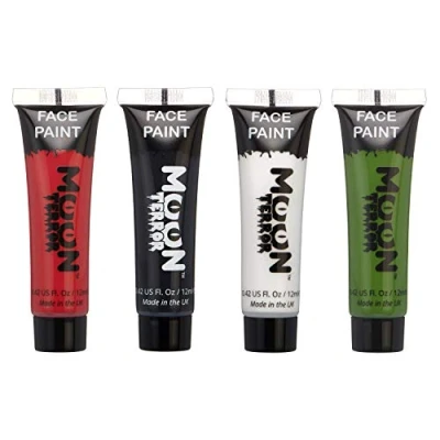 Afbeelding van Moon Terror Halloween gezichtsverf voor gezicht en lichaam 12 ml Maak griezelige gezichtsbeschildering! Set van 4 kleuren