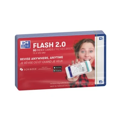 Afbeelding van Oxford Flash 2.0 Flashcards Blanco A7 Blauwe rand 80 stuks