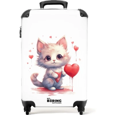 Afbeelding van NoBoringSuitcases.com® Kindertrolley meisjes kitten Trolley koffer kinderen 55x35x25