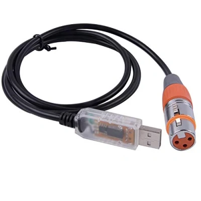 Afbeelding van USB naar DMX Controle Kabel RS485 Seriële Converter Adapter FTDI XLR 3Pin Podium Verlichting Apparaat (1,8 m, Transparante Shell)