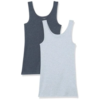 Afbeelding van Amazon Essentials Women&#039;s Tanktop met slanke pasvorm, Pack of 2, Houtskoolzwart/Lichtgrijs, XXL