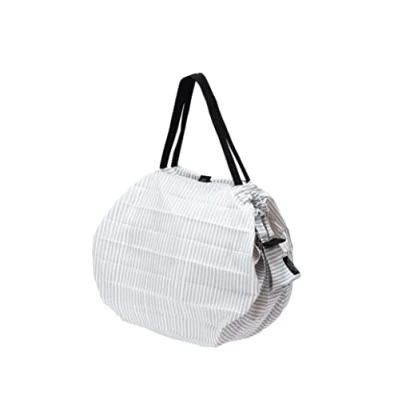 Afbeelding van Shupatto Japanse compacte boodschappentas M SEN (gestreept), Wit gestreept, 32 x cm, hedendaags, Hedendaags