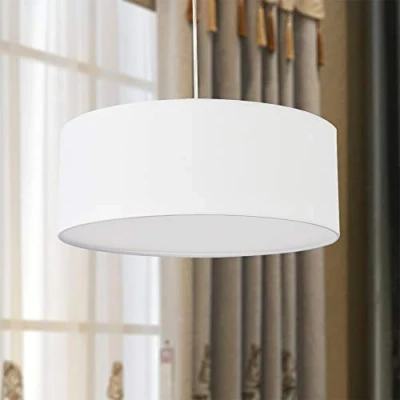 Afbeelding van lampe suspendue, suspendue au plafond SPAKRSOR, abat jour en tissu moderne, grand tambour blanc, rond, pour chambre à coucher salon salle manger, 3 ampoules, E27