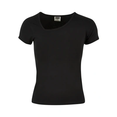 Afbeelding van Urban Classics Asymmetric Neckline Tshirt basic, Dames, Maat: 5XL, Black