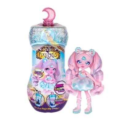 Afbeelding van Magic Mixies Pixlings Shimmerverse serie, maak en meng een glinsterende toverdrank om Bearlinda op magische wijze de ijsbeer te onthullen. Deze mooie, modieuze pop van 16,5 cm is binnenin