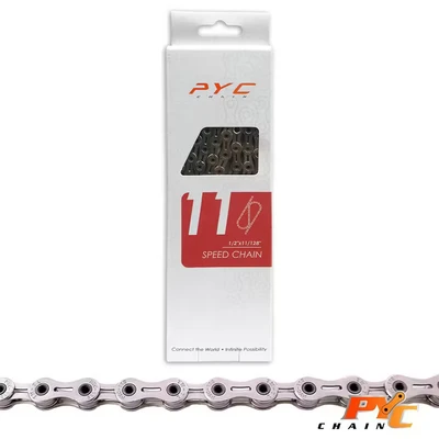 Afbeelding van P.Y.C. PYC Premium Lichtgewicht Fietsketting 11v Chrome Harden Tech 116 schakels