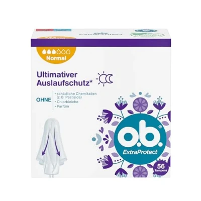 Afbeelding van o.b. Tampon ExtraProtect Normaal, voor middelgrote tot sterkere dagen, ultieme lekbescherming, 56 stuks