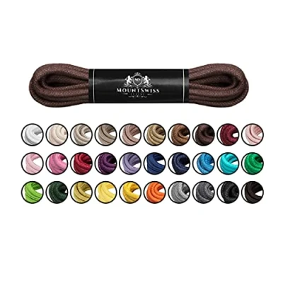 Afbeelding van Mount Swiss Luxe schoenveters, waterafstotende en scheurvaste veters, rond, diameter 2 3 mm, van fijn katoen/gewaxt, kleur: bruin, lengte: 120 cm