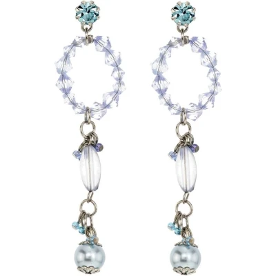 Afbeelding van Behave Oorhangers met blauwe en lila kraaltjes parel