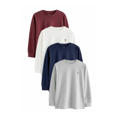 Afbeelding van Next COSY 4 PACK Regular FIT Longsleeve voor kinderen, Maat: 152, Berry red grey white blue
