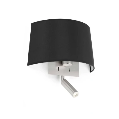 Afbeelding van Faro Lighting Volta 1 Licht Binnen Wandlamp Leeslamp Zwart, Satijn Nikkel, E27
