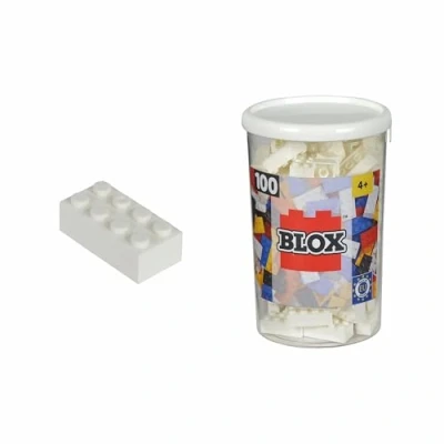 Afbeelding van Simba 104118915 Blox, 100 witte bouwstenen voor kinderen vanaf 3 jaar, 8 stuks, inclusief doos, hoge kwaliteit, volledig compatibel met vele andere fabrikanten