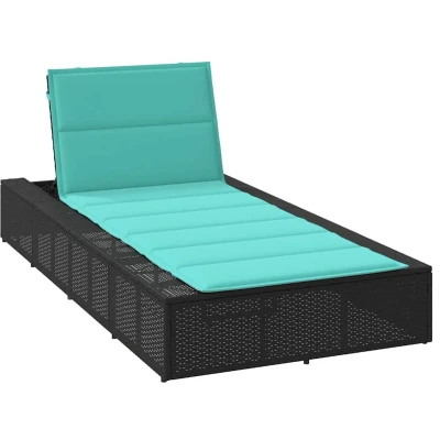 Afbeelding van vidaXL Ligbed met zwevend kussen poly rattan zwart