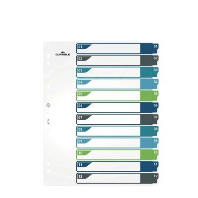 Afbeelding van Durable 679627 Register DIN A4+ 1 12 Polypropyleen Meerdere kleuren tabbladen