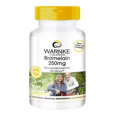 Afbeelding van Bromelaïne 250mg hoge dosering 500 capsules bulk veganistisch ananas enzym Warnke Vitalstoffe Duitse apothekerskwalitei