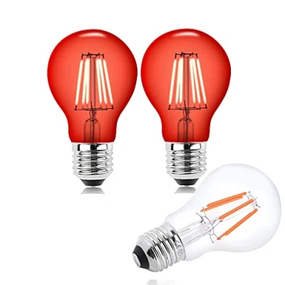 Afbeelding van Bonlux 2 x 6 W rode ledlampen, E27 A60, decoratieve led gloeilamp, glasgloeidraad, gloeidraad, vervanging voor 60 W, geschikt omgevingsverlichting