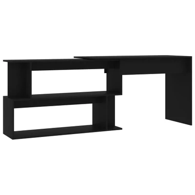 Afbeelding van Hoekbureau 200x50x76 cm bewerkt hout zwart