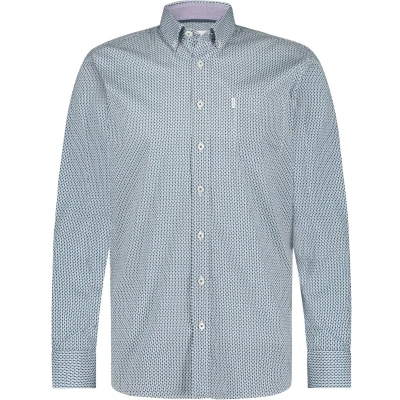 Afbeelding van State Of Art Overhemd Figuren Blauw maat M Heren Print met Regular fit Pasvorm Stretch
