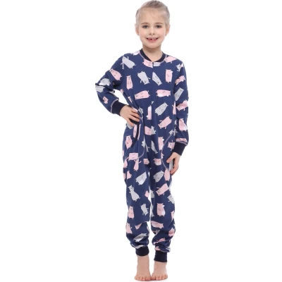 Afbeelding van Merry Style Kinder Pyjama ronde hals lange mouwen broek met zakken Katoen MS MS10 186 PJ Marineblau Teddybär 158 164