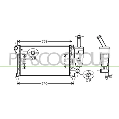 Afbeelding van PRASCO FT122R006 Radiateur Aluminium 500mm 322mm 23mm met snelkoppelingen Koelribben mechanisch gelast FIAT: Panda II Hatchback (169) 1.1, 1.2