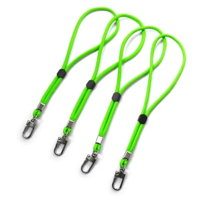 Afbeelding van trage.band® Korte verstelbare polsband met karabijnhaak, 4 stuks neongroen